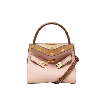 TORY BURCH Lee Radziwill Litchi Grain Leather Crossbody One Shoulder Handbag Mini Women's Sand Island Pink