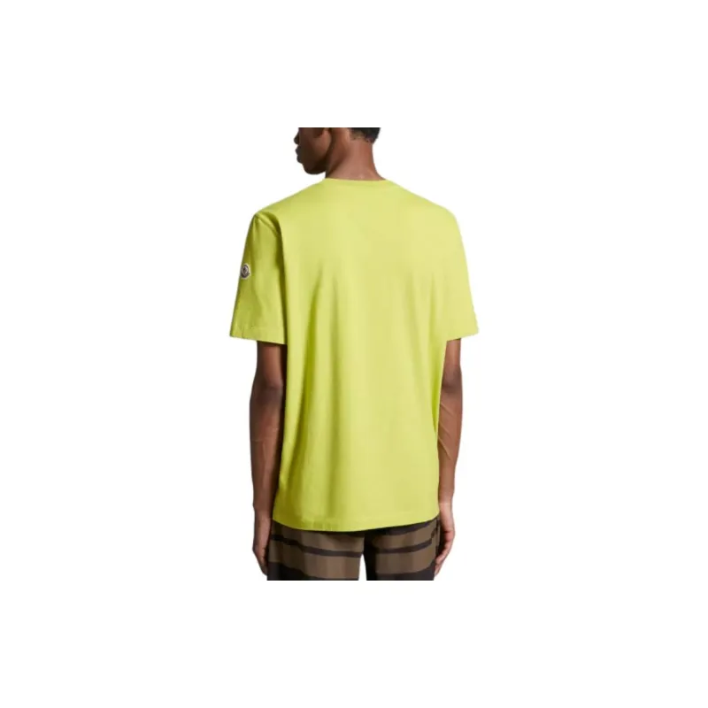 Moncler Embroidered Surf Motif T Shirt T Shirt Men's Yellow-3