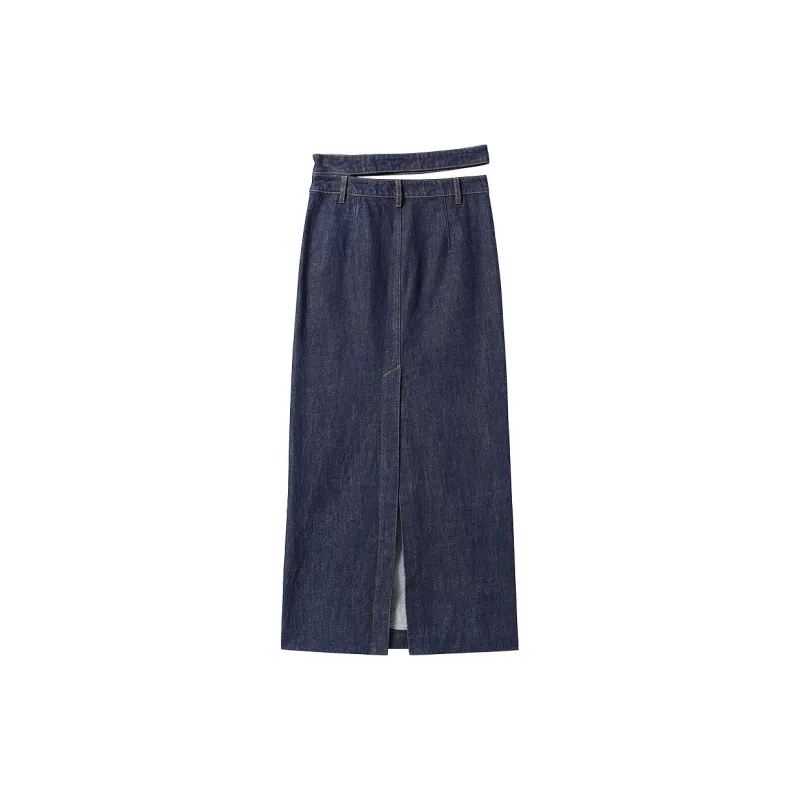 Miss Sixty Denim Long Skirts Women's Black Blue-1