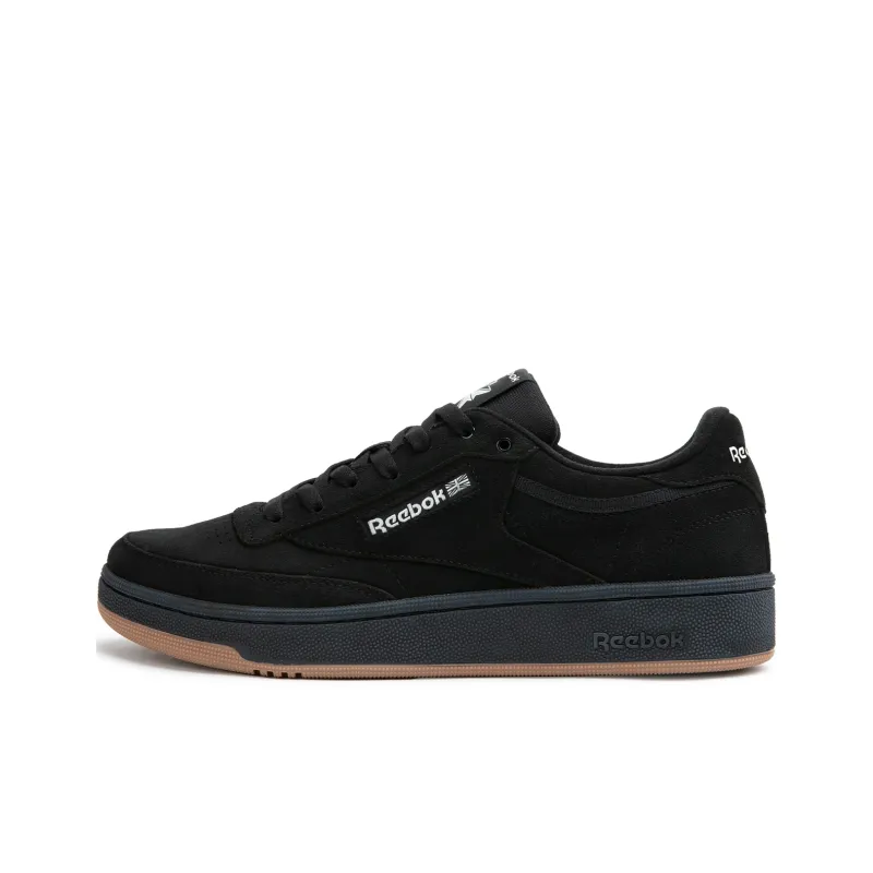Reebok CLUB C 85 W+ Anti Slip And Wear Resistant Height Increasing Low Top Skateboard Shoes Unisex Black Warrior-0