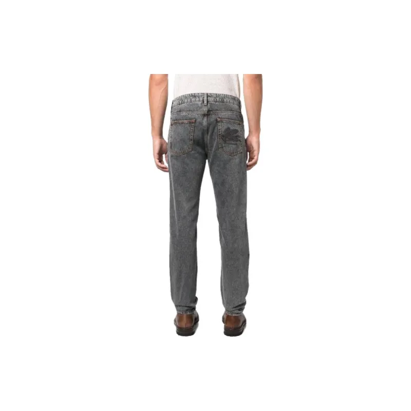 ETRO Logo embroidered Tapered Jeans-2