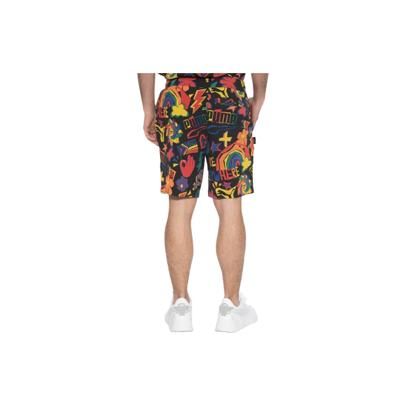 PUMA DOWNTOWN PRIDE AOP 8'' TR Casual Shorts Men's Black-5
