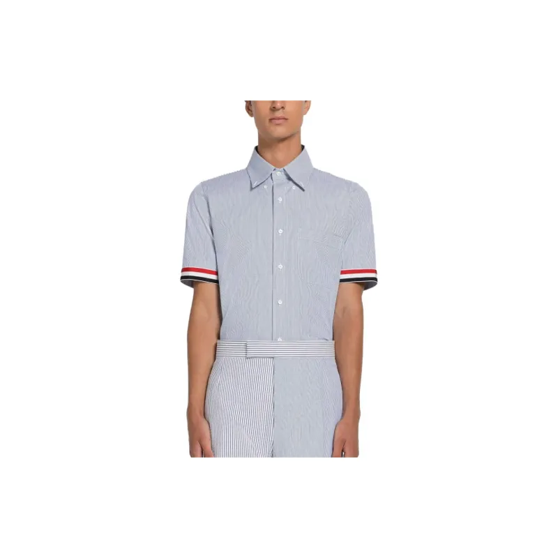 THOM BROWNE Shirts Men Blue White-3