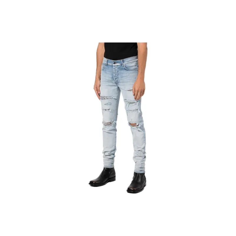 AMIRI Panelled Ripped Distressed Skinny Jeans-3