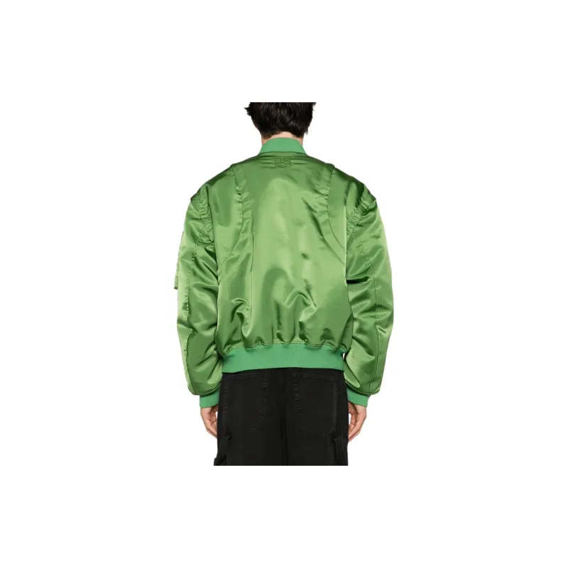 OFF WHITE Zip Up Straight Hem Bomber Jacket-2