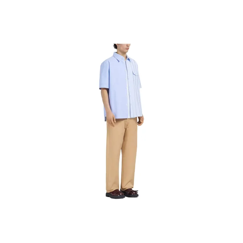 MARNI Colour block Striped Cotton Shirt-3