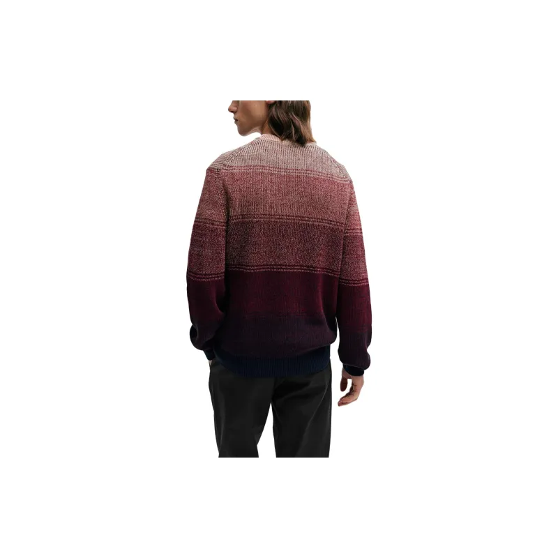 HUGO BOSS Cotton Blend Regular Fit Sweater With Degradé Knit Sweater Men's Red-3