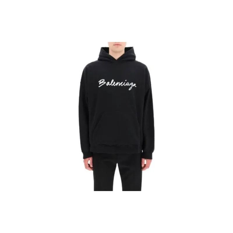 Balenciaga Script Logo Oversized Popover Hoodie-2