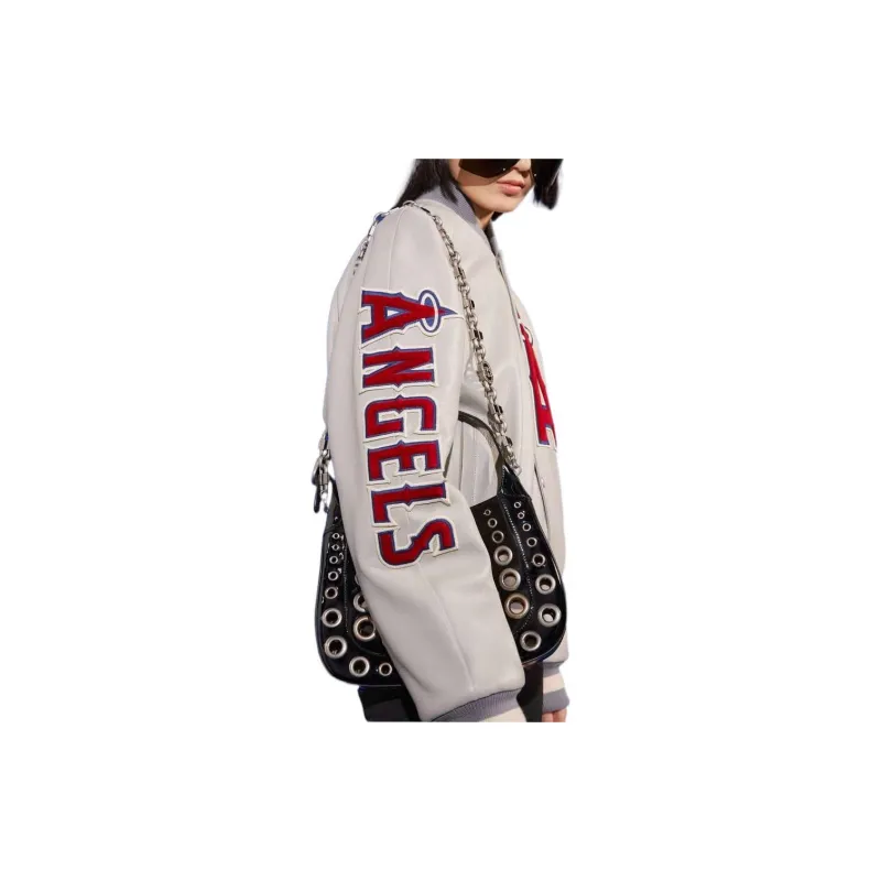 GUCCI X Mlb 2022 Leather Jacket With Angels Patch-2