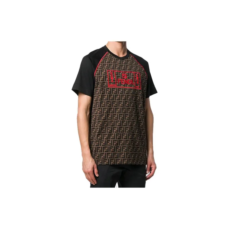 FENDI T-Shirts Men Brown-4