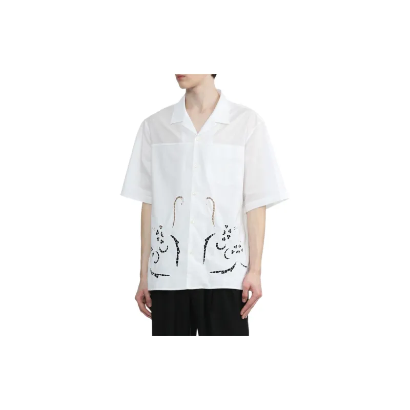 Marine Serre Lace-Detailed Short-Sleeved Shirt-4