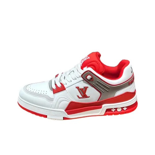 LOUIS VUITTON Trainer Low-Top Skateboard Shoes Unisex White Red