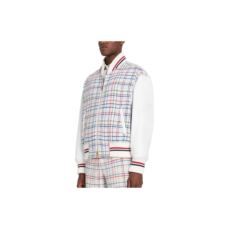 THOM BROWNE Gingham Check Zipped Bomber Jacket-3