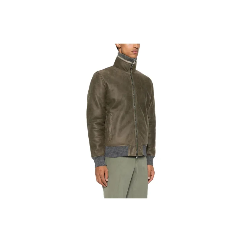 BARBA Leather Jacket Men's Moss Green-4