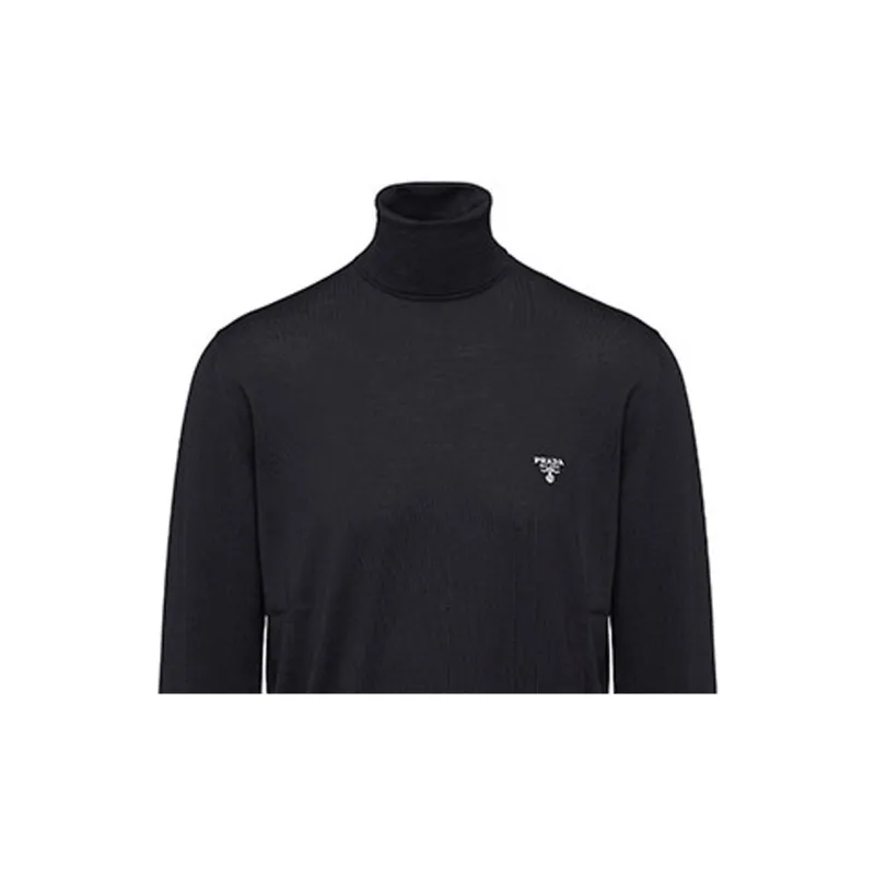 PRADA Logo Fine Knit Turtleneck Jumper-4
