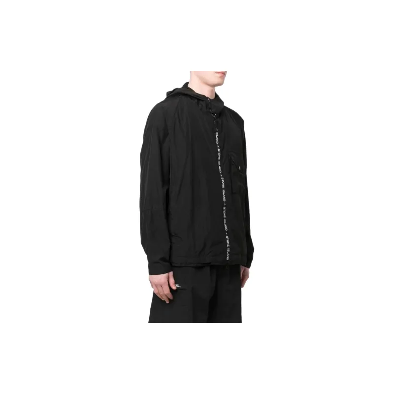 STONE ISLAND Logo trim Hooded Jacket-3