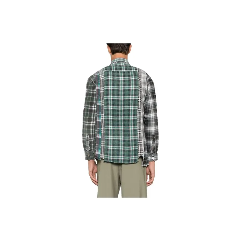 Needles Flannel Shirt 7 Cuts Zipped Wide Reflection Shirt-2