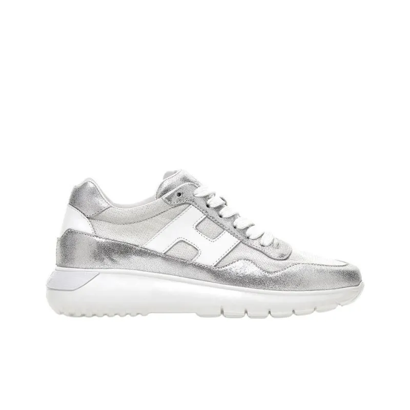 HOGAN Interactive³ Cushioning Anti-Slip And Wear-Resistant Low-Top Casual Shoes Women's Silver White-1