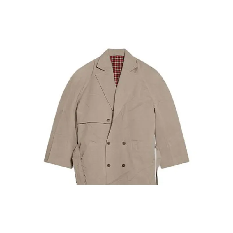 Balenciaga Trench Coat Loose Fit Style Men's Beige-5