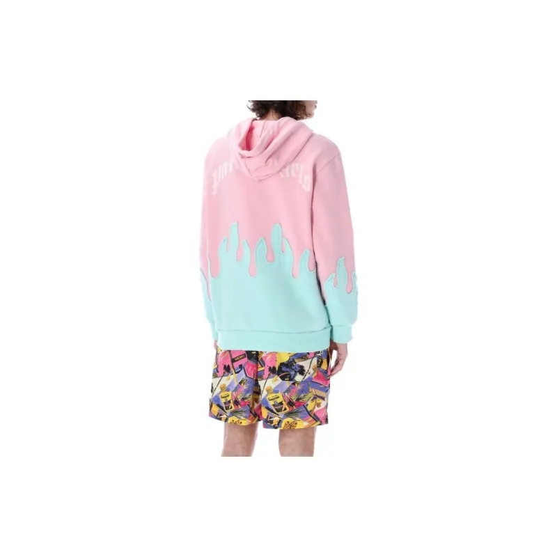 PALM ANGELS Layered Flames Drawstring Hoodie-2