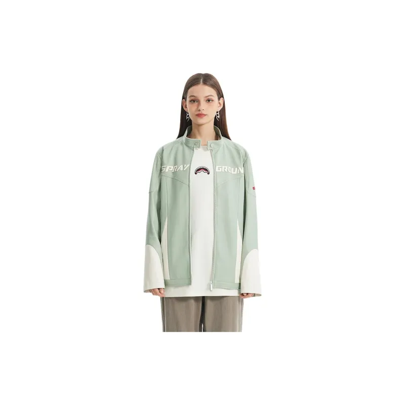 SPRAYGROUND Leather Jacket Unisex Gray Green-1