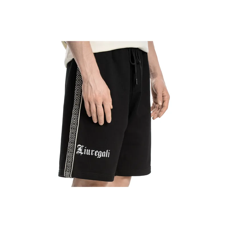 LIUREGALI Casual Shorts Men Black-2