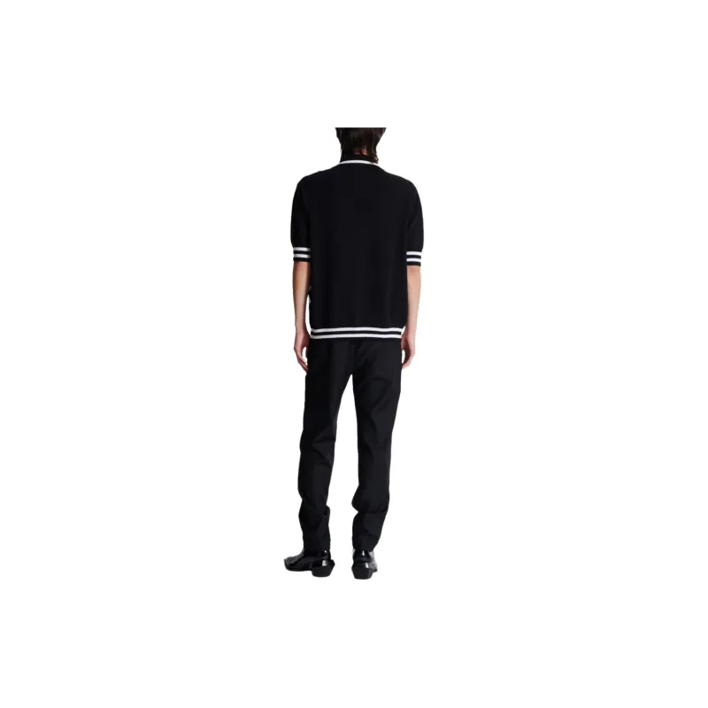 BALMAIN Diamond Pattern Knit Polo Shirt-1