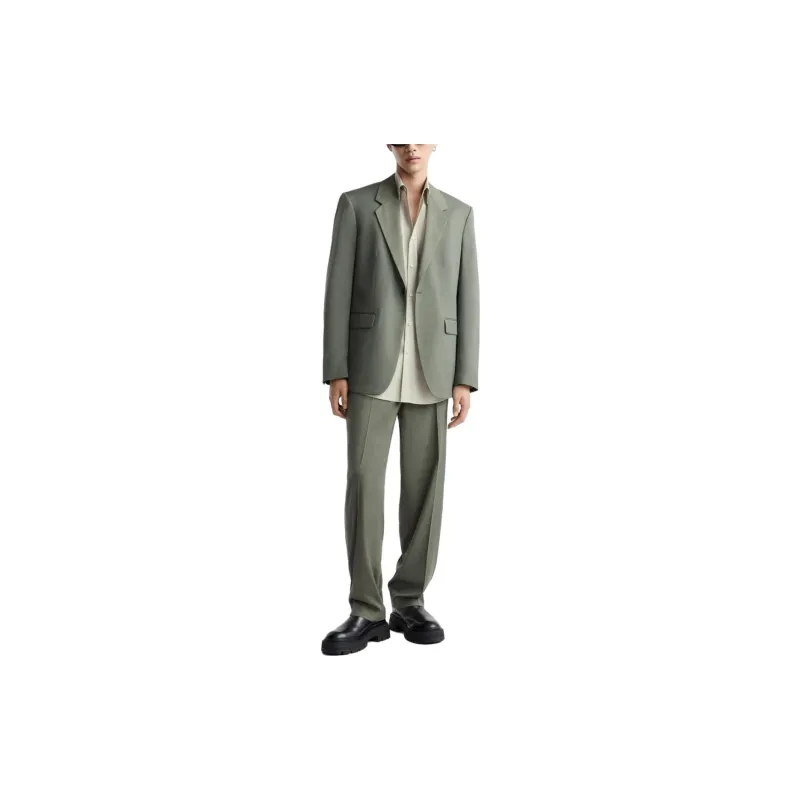 ZARA Suit Trousers Men Green-2
