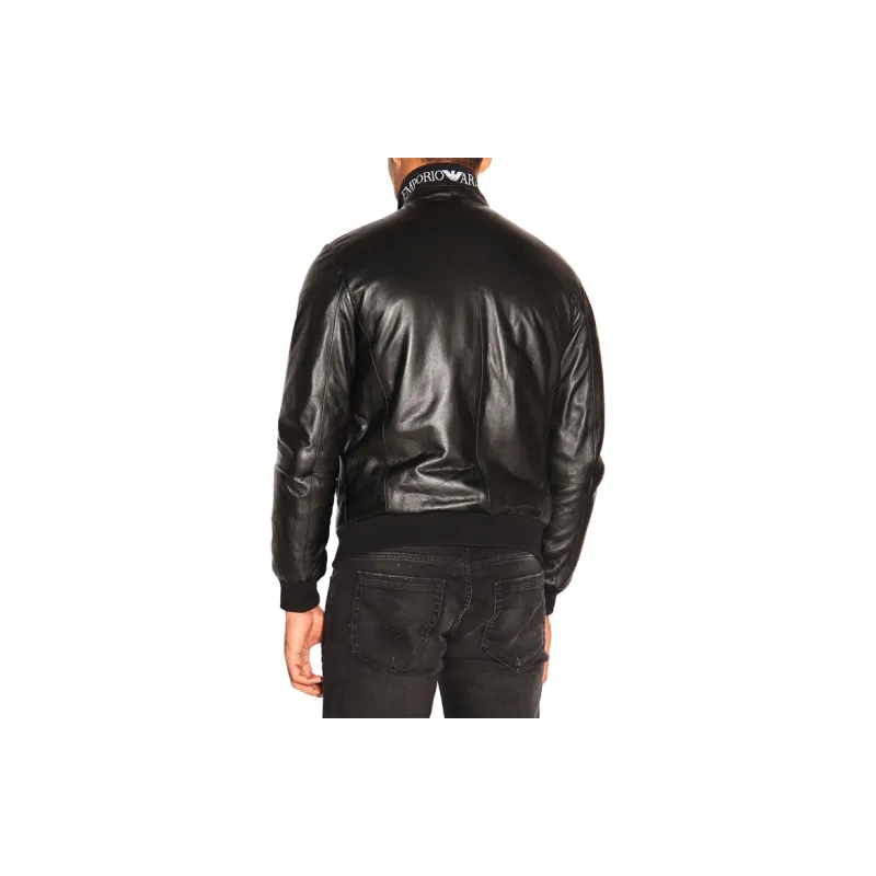 EMPORIO ARMANI FW21 Leather Jacket Men's Black-5
