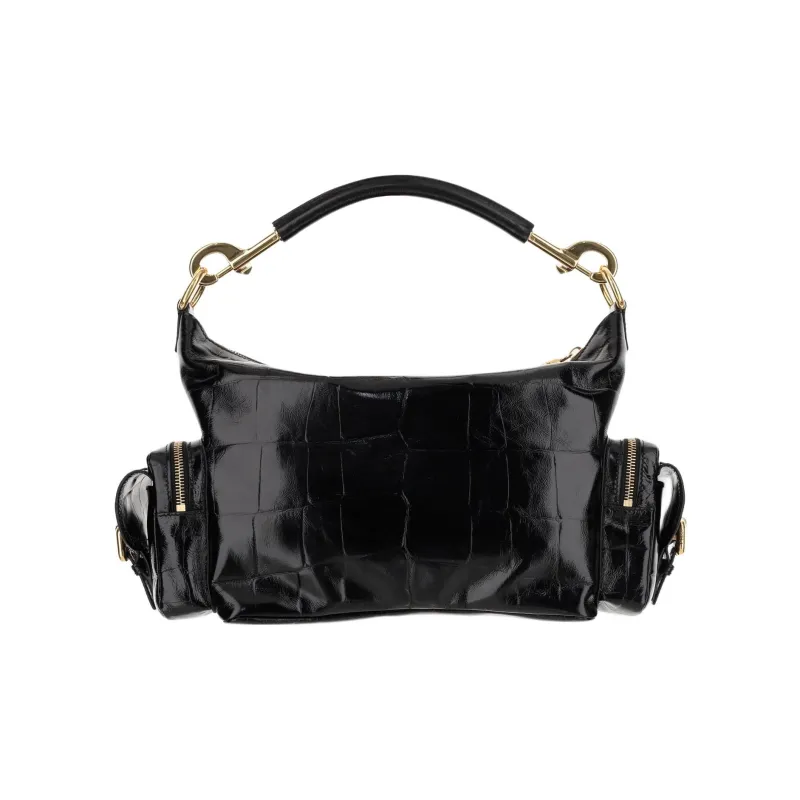 Chloe Crocodile Embossed Calfskin Camera Bags Shoulder Bags Women's Black-2