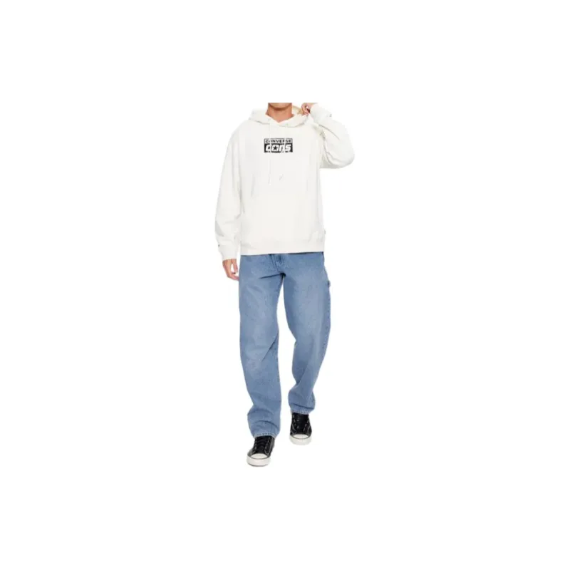 Converse Brushed Back Fleece Pullover Hoodie Sweatshirt Men's White Egret-6