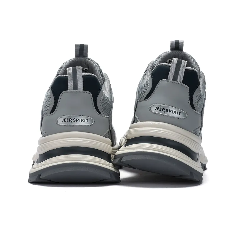 JEEP SPIRIT Height Increasing Wear Resistant Lightweight Slip Resistant Low Top Chunky Sneakers Men's Moon Dust Gray-4