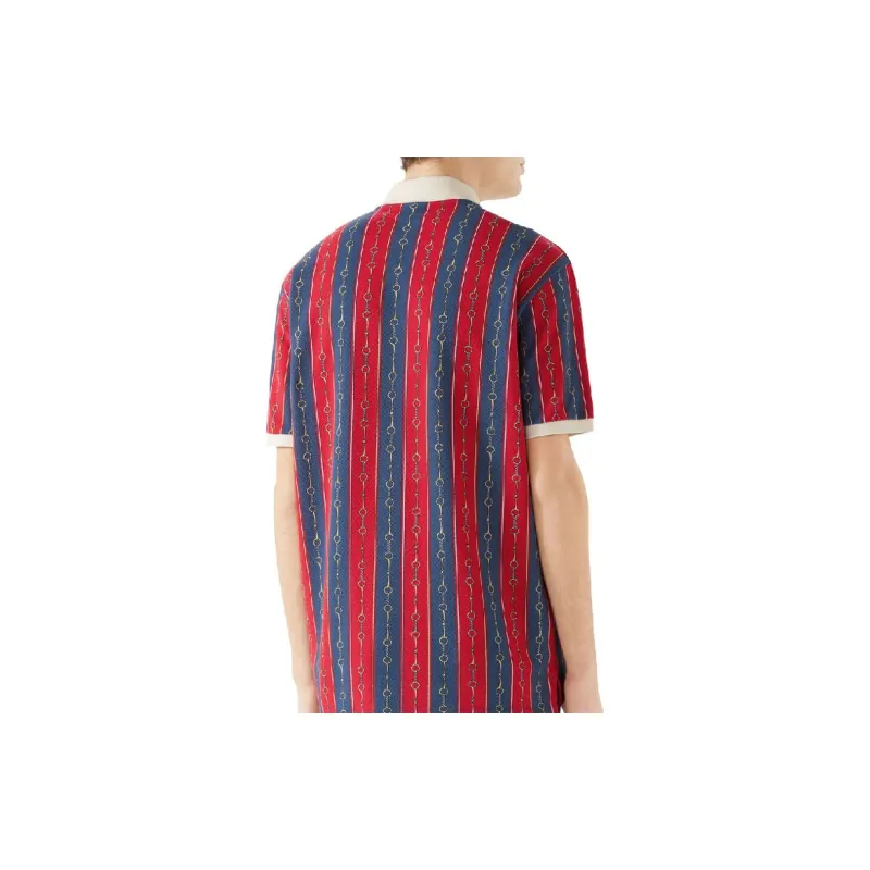 GUCCI Oversize Polo With Horsebit Chain Print-1