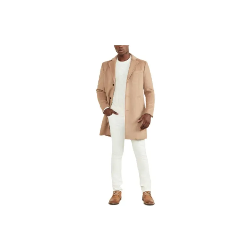 GUESS Single Breasted Wool-Blend Coat Coats Men's Beige-3