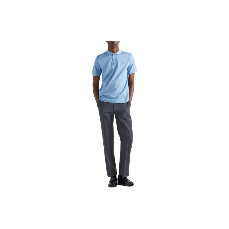 PRADA Piqué Polo Shirt Polo Shirt Men's Blue-1