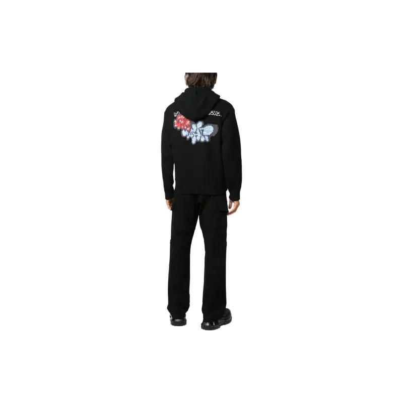 OFF WHITE Intarsia logo Wool blend Hoodie-3