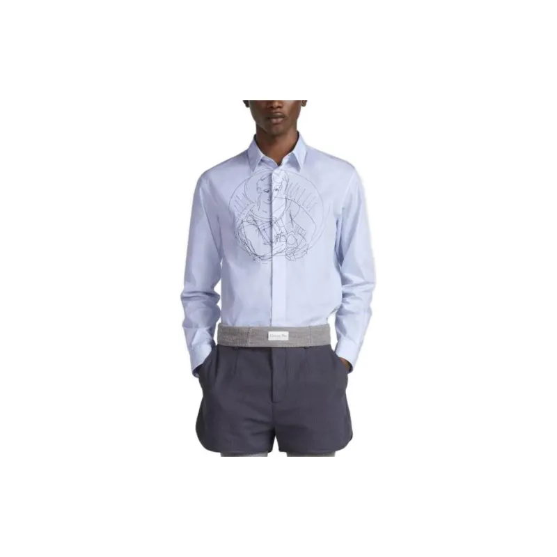 DIOR Shirts Men Blue-2
