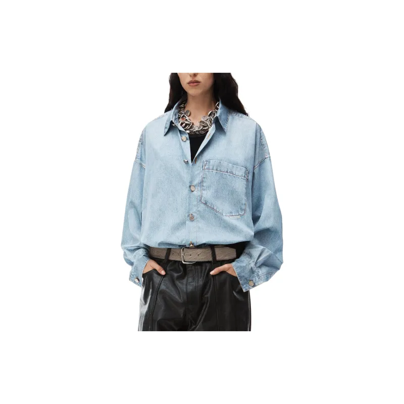 Alexander Wang Collared Long Sleeve Denim Shirt-1