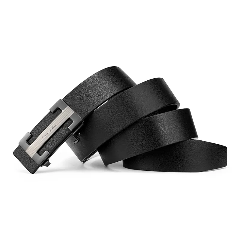 PIERRE CARDIN Cow Head Leather Belts Men's Black 3.4cm-1