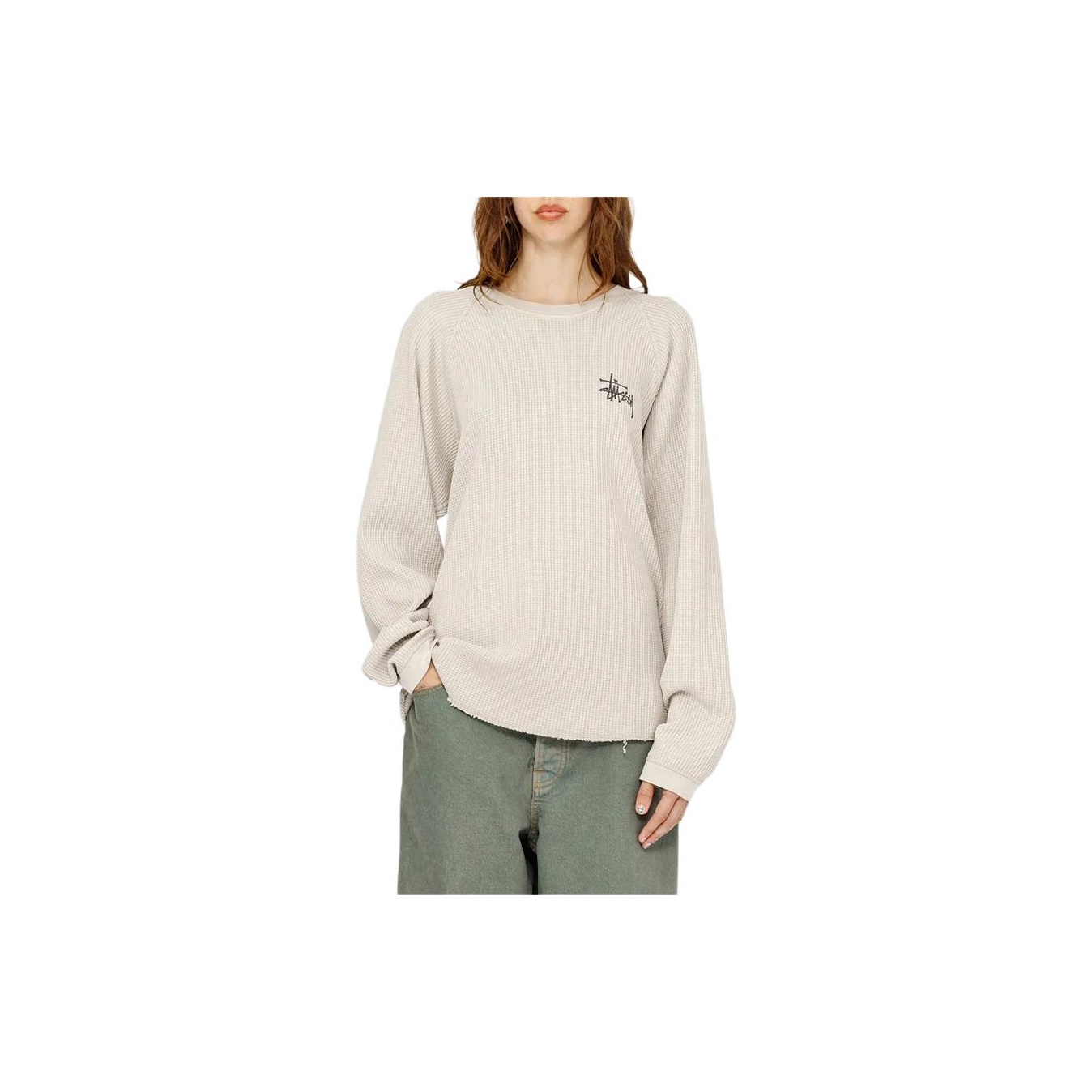 Stussy Raglan Thermal L/S Crew Sand S - POIZON