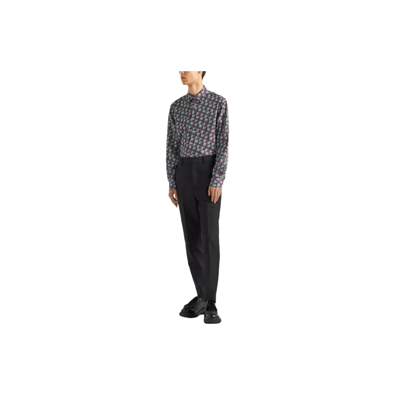 PRADA Geometric-Printed Button-Up Shirt-1