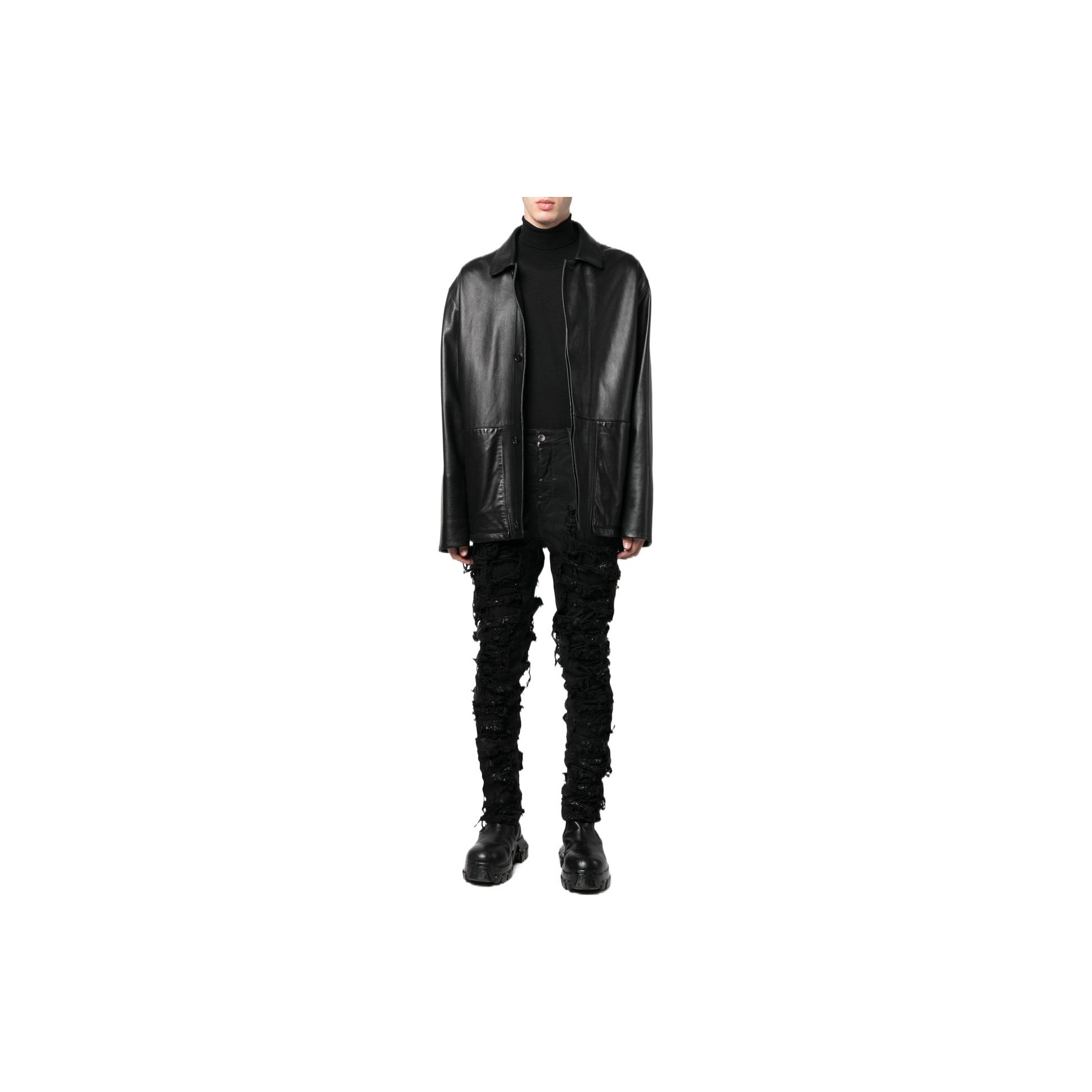 RICK OWENS Drkshdw Distressed Slim Fit Jeans - POIZON RICK OWENS Drkshdw Distressed Slim Fit Jeans - POIZON