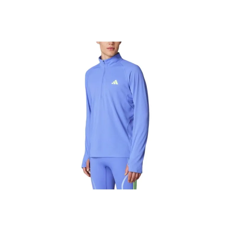 Adidas AdizeroAEROREADY Running Quarter Zip Long Sleeve Long Sleeve Top T Shirt Men Cobalt Blue-1