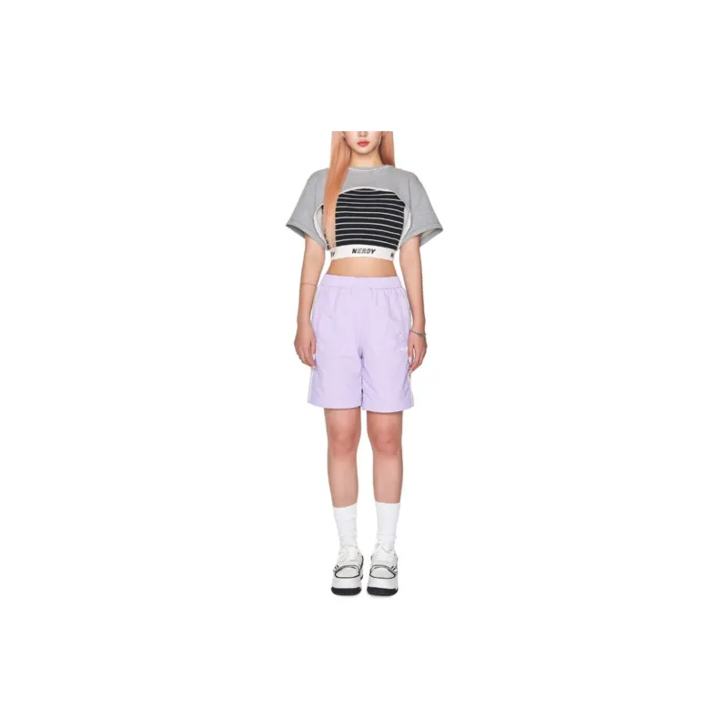Nerdy Casual Shorts Unisex Light Purple-5