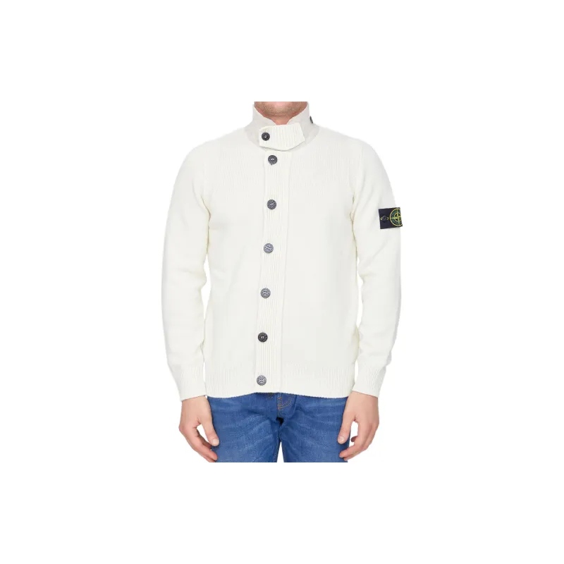 STONE ISLAND Logo Patch High Neck Cardigan-1
