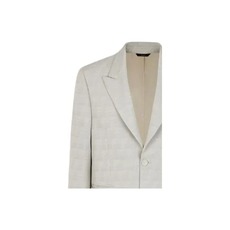 FENDI Logo Jacquard Single Breasted Jacket-3