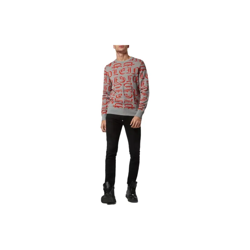 PHILIPP PLEIN Logo embroidered Crew Neck Sweater-1