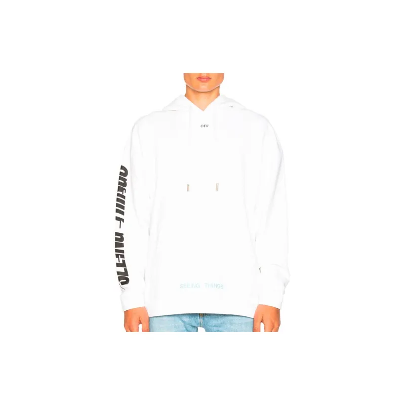 OFF-WHITE Men Printing Classic Hooded Sweatshirt White-2