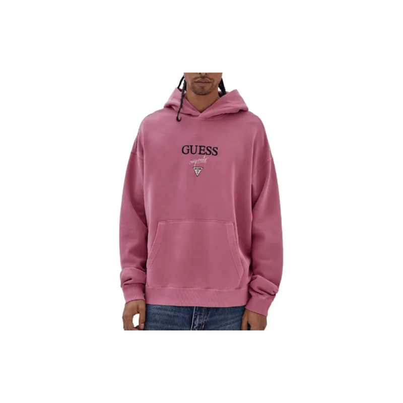 GUESS Originals Baker Logo Hoodie Sweatshirt Men's Pink-1