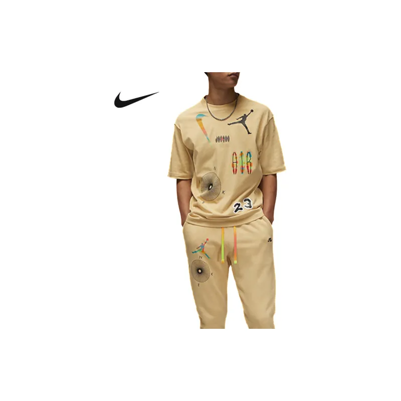 Jordan Drop Shoulder Sleeve T Shirt Men's Khaki-2